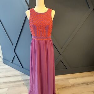 Gianni Bini lilac and coral maxi dress